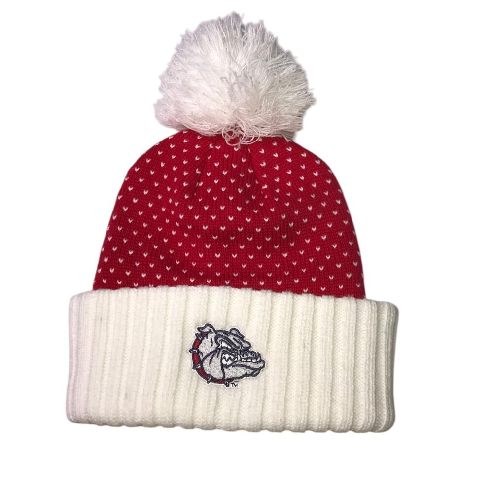 Logofit Brand Gonzaga Zags Beanie Hat Red White with Embroidered Logo Pom Pom